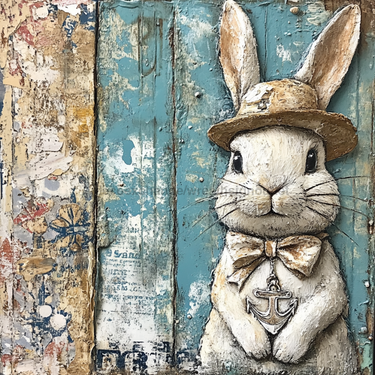 Easter Sign, Bunny in Hat,, DCO-12709, Sign For Wreath, 10x10